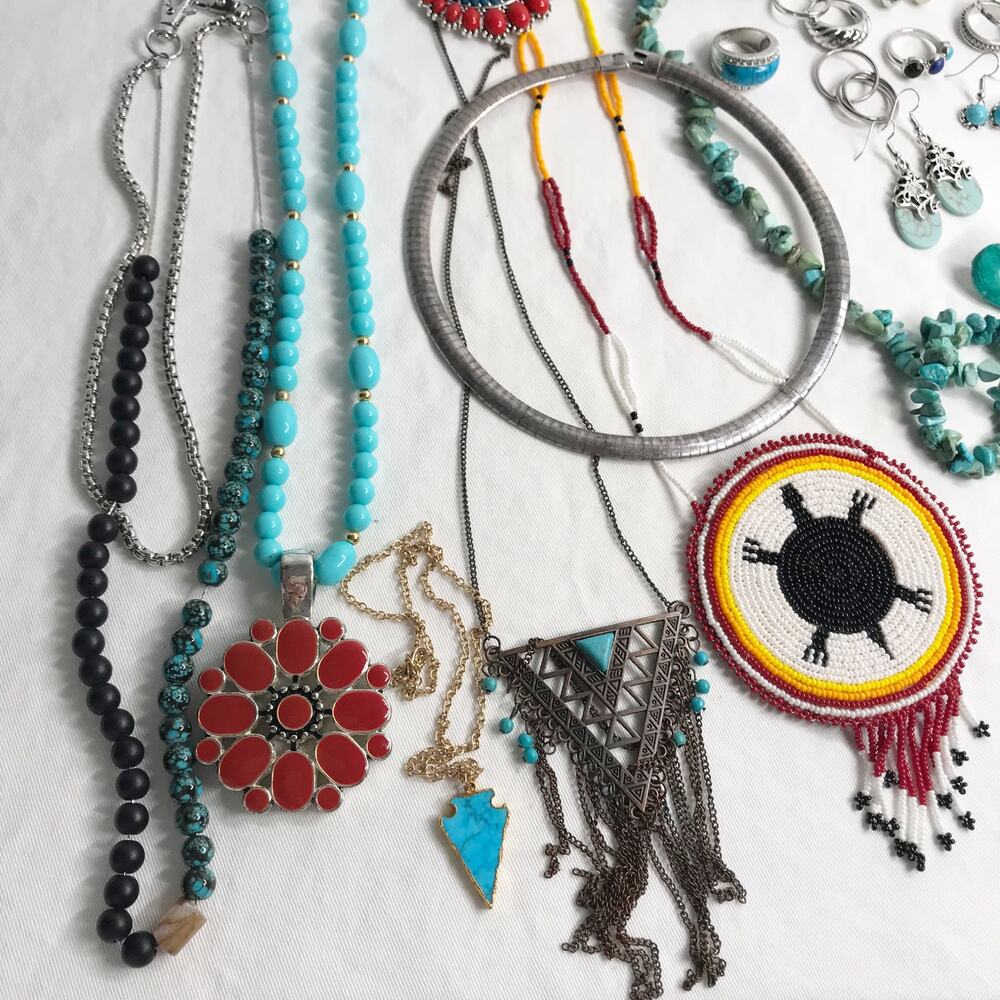 Huge VTG Estate Southwestern Turquoise Silver Jewelry Necklace Earring Lot Bundl - Picture 7 of 11